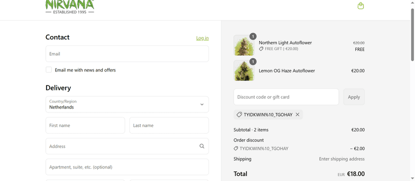 Nirvana Shop Coupon Code - 15% Off on Marijuana Seeds